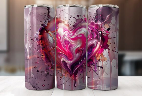 Abstract Pink Heart Tumbler Wrap Graphics Design