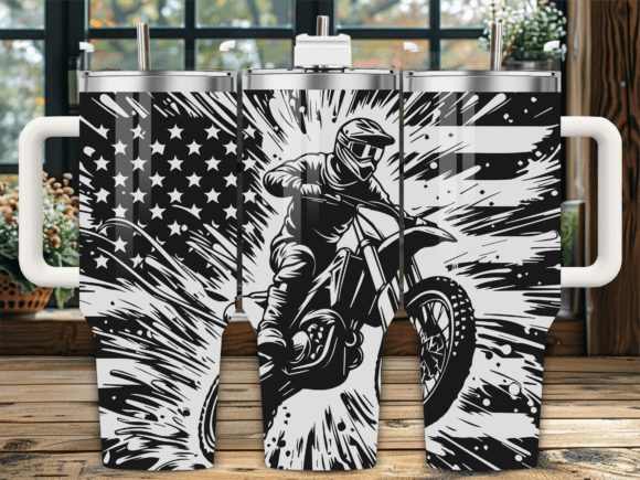 American Flag Dirt Biker Graphics for Crafts