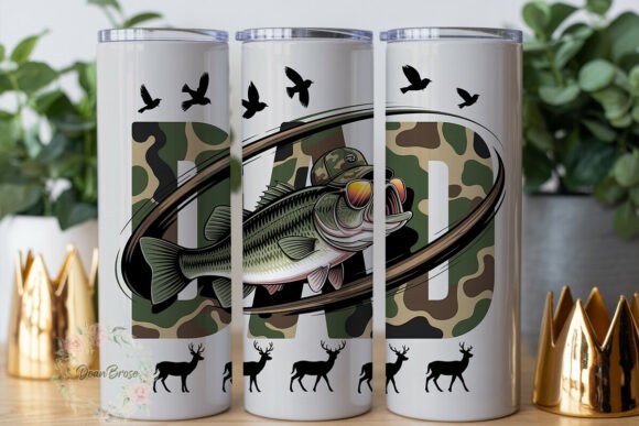 Camo Fishing Hunter Dad 20oz Skinny: Graphics & Tumbler Wraps