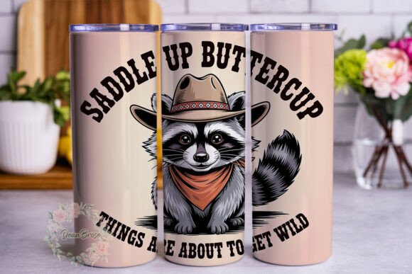 Cowboy Raccoon Tumbler Wrap Graphics