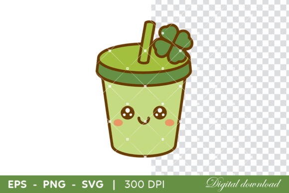 Cute Matcha Drink Cup with Clover Graphics Review