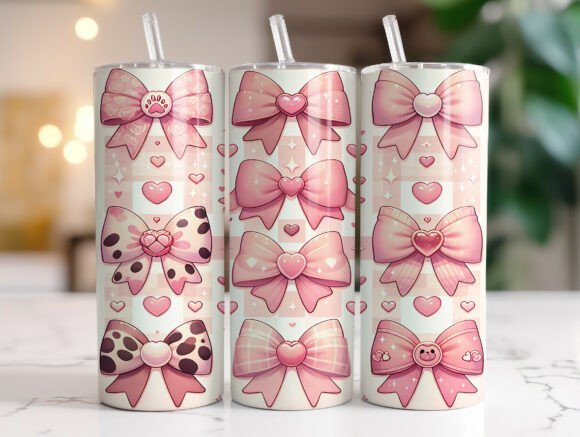 Cute Pink Ribbon Bow Pattern: Tumbler Wraps Graphics