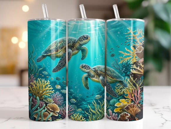 Cute Sea Turtle 20oz Tumbler Wrap Design