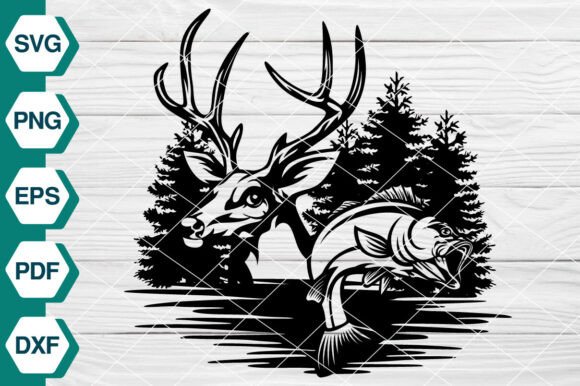 Deer Fish Tree Scene SVG EP565 Graphics and Illustrations Review