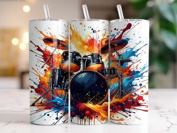 Drum 20 Oz Tumbler Wrap Sublimation Graphics