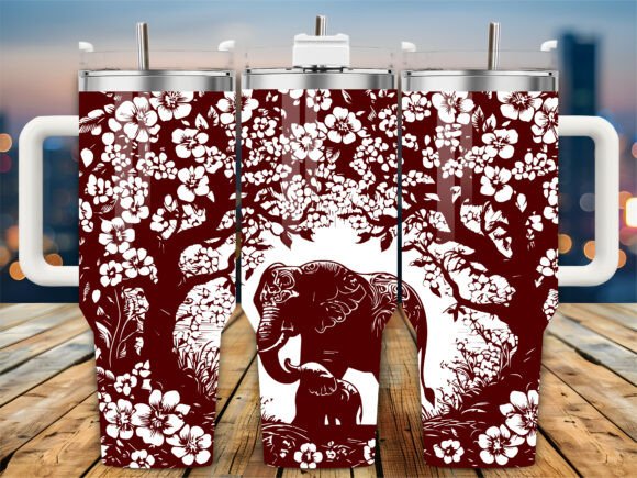 Floral Elephant Scene 40oz Tumbler: Graphics for Crafts