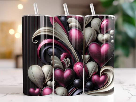Glam Heart Valentine 20oz Tumbler Wrap Graphics