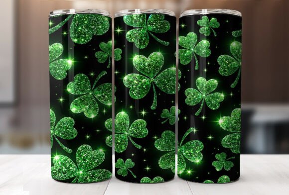 Glitter Shamrock Tumbler Graphics for Local Business Branding
