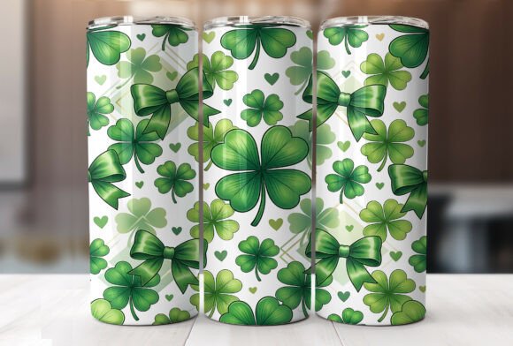 Green Bow Shamrock 20oz Tumbler Wrap Graphics
