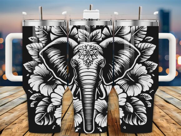 Hibiscus Elephant Art 40oz Tumbler Graphics