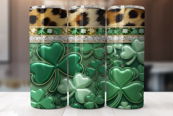 Leopard Shamrock Glam 20oz Tumbler Wrap Graphics