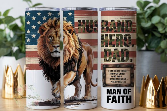 Lion Patriotic Dad Tumbler Wraps: Graphics Review