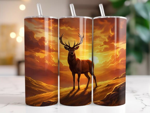 Majestic Deer Sunset Tumbler Wraps & Graphics