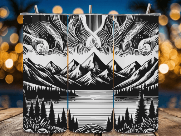 Mountain Northern Light Laser Tumbler Graphics