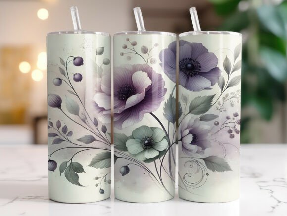 Muted Lavender Wildflower Tumbler Wrap for Graphics