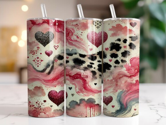 Pink Abstract Leopard Love Tumbler Wraps Graphics Review