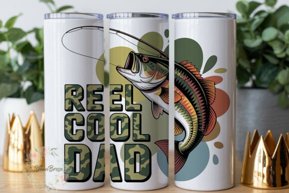 Reel Cool Dad Fish Design 20oz Wrap Graphics for Tumbler Wraps