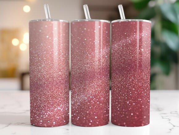 Rose Gold Pink Glitter 20oz Tumbler Wrap Graphics