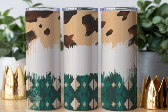 Rustic Cowhide Teal Pattern Tumbler Wrap Graphics for Tumbler Wraps