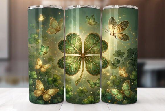 Shamrock Butterfly Irish Tumbler Wrap Graphics & Tumbler Wraps