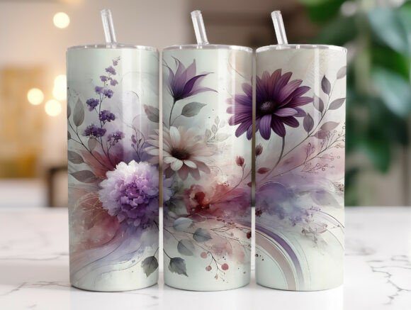 Soft Lavender Botanical Tumbler Wrap: Graphics & Tumbler Wraps