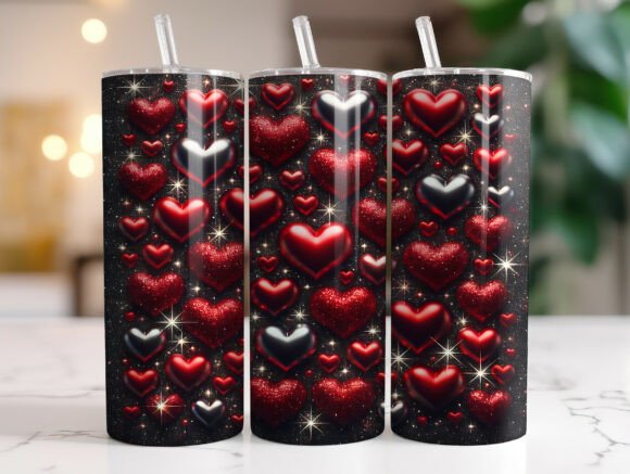 Sparkling Red Heart Valentines Tumbler Graphics & Tumbler Wraps Review