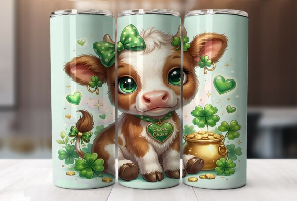 St Patricks Baby Cow Tumbler Wrap Design for Crafters