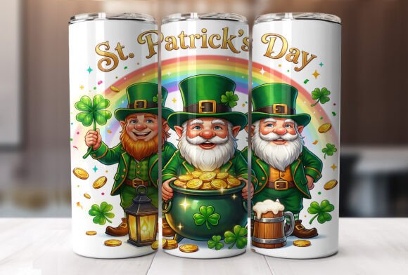 St Patricks Gnome Shamrock Tumbler Wrap Graphics