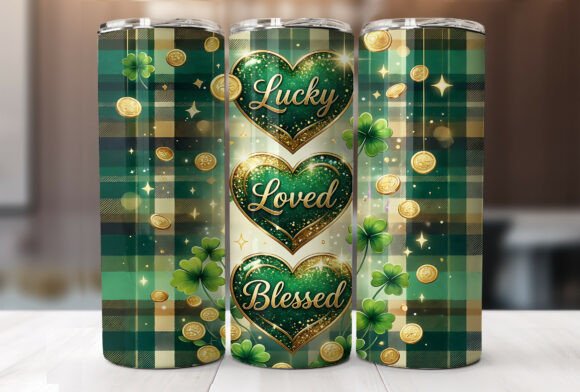 St Patricks Plaid Heart Tumbler Wrap for Graphics