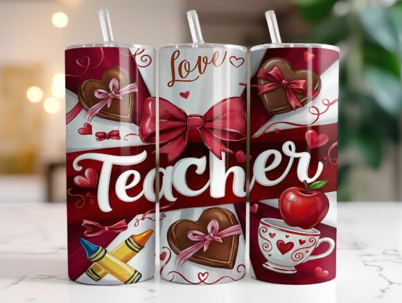 Teacher Valentine Tumbler Wrap Graphics Review