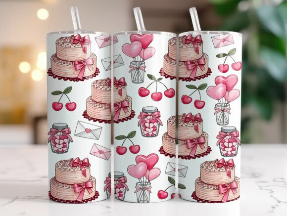 Valentine Cakes Hearts Tumbler Wrap: Graphics for Tumbler Wraps