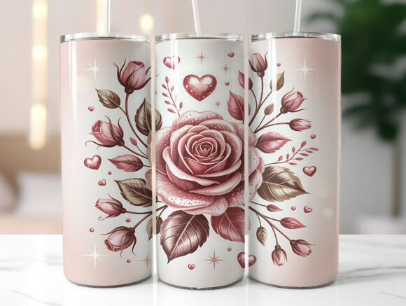 Valentine Rose Floral 20oz Tumbler Wrap Graphics
