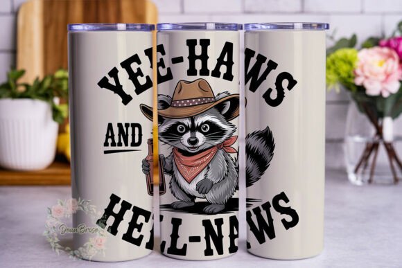 Western Raccoon Yee-Haws 20oz Tumbler Graphics