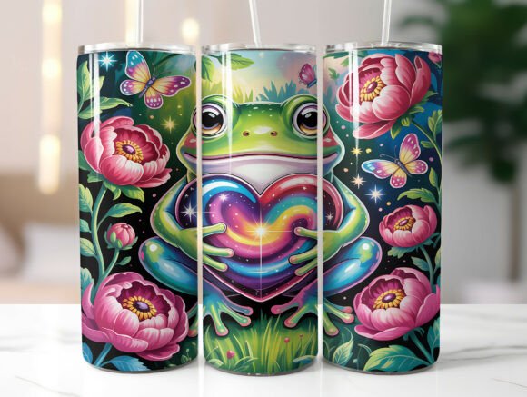 Whimsical Frog Floral Fantasy Tumbler Graphics